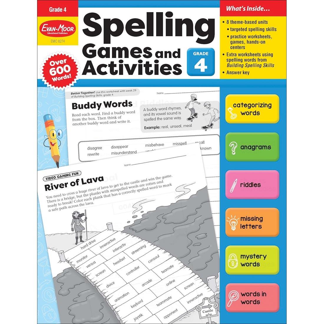 Front cover of Spelling Games and Activities For Grade 4