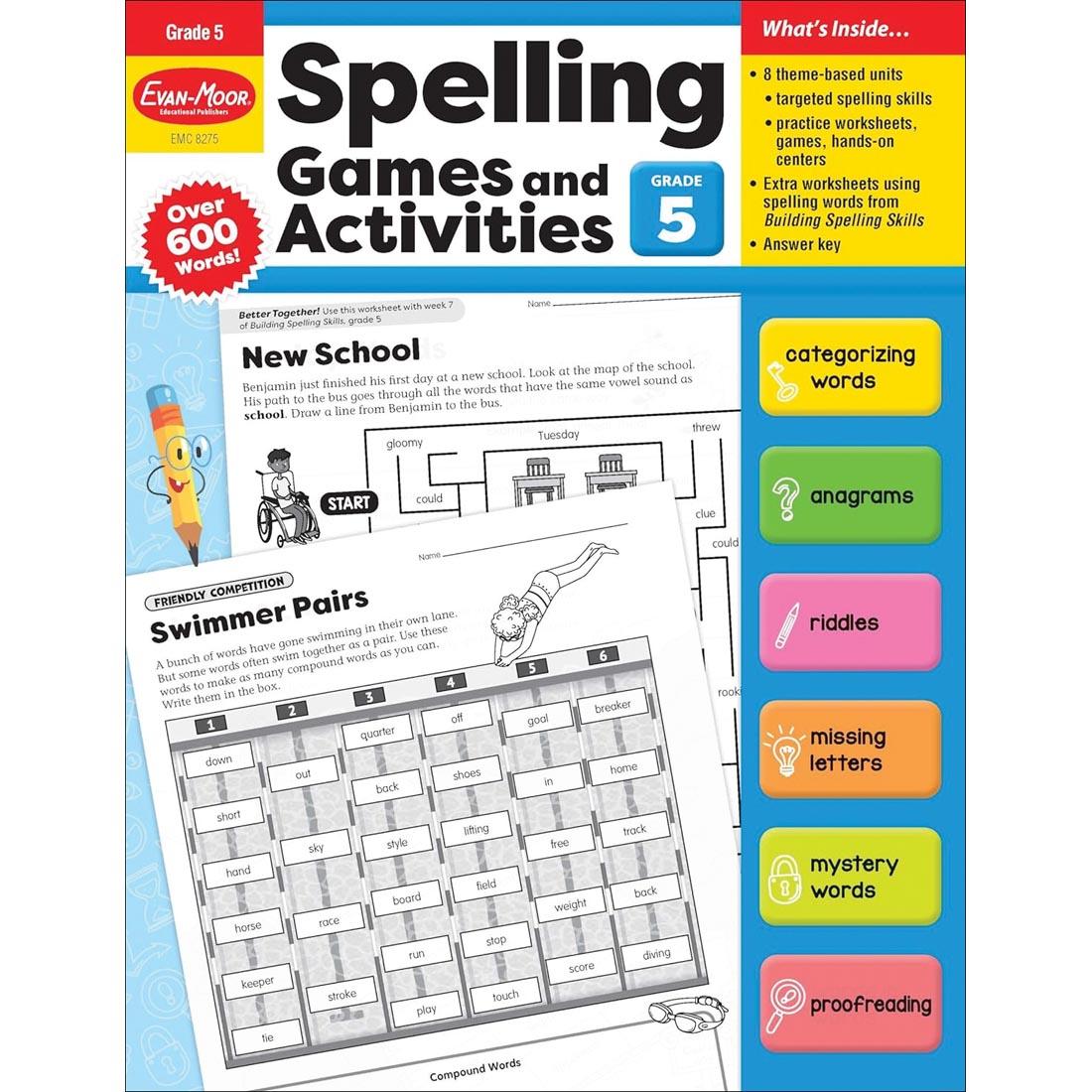 Front cover of Spelling Games and Activities For Grade 5