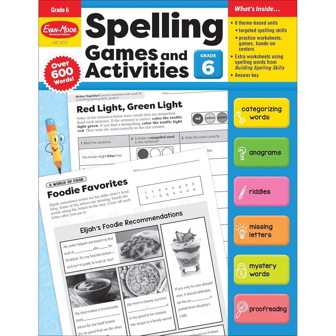 Front cover of Spelling Games and Activities For Grade 6