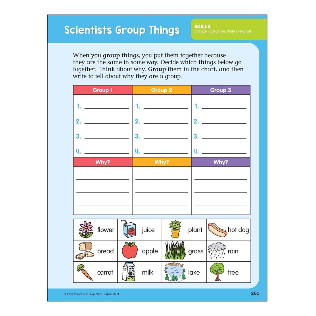 Scientists Group Things page from Top Student Grade 1 Workbook by Evan-Moor