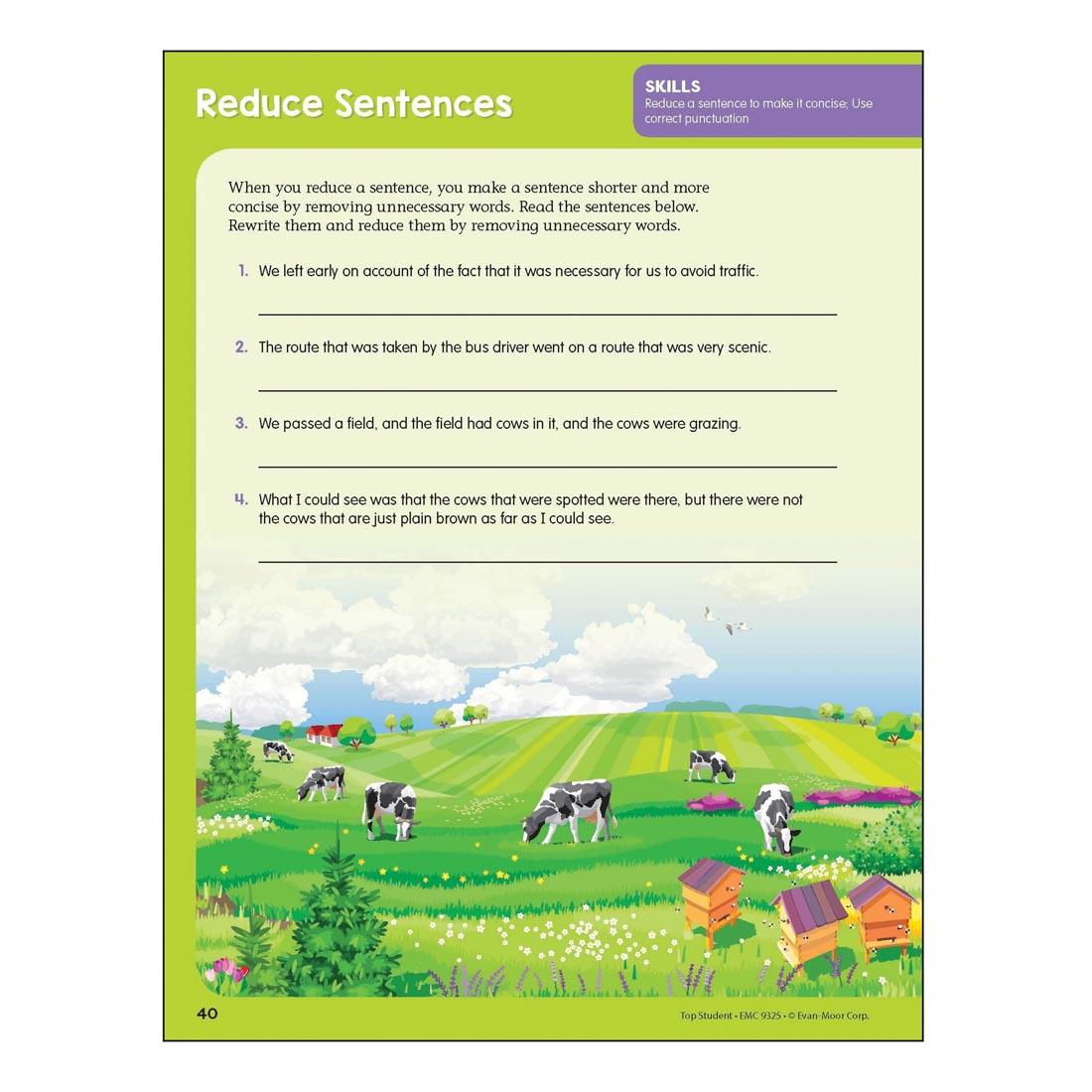 Reduce Sentences page from Top Student Grade 5 Workbook by Evan-Moor