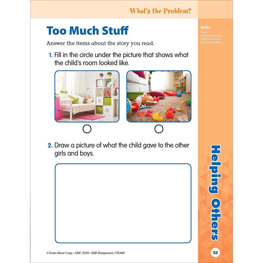 What's the Problem? page from Evan-Moor Skill Sharpeners STEAM Grade PreK
