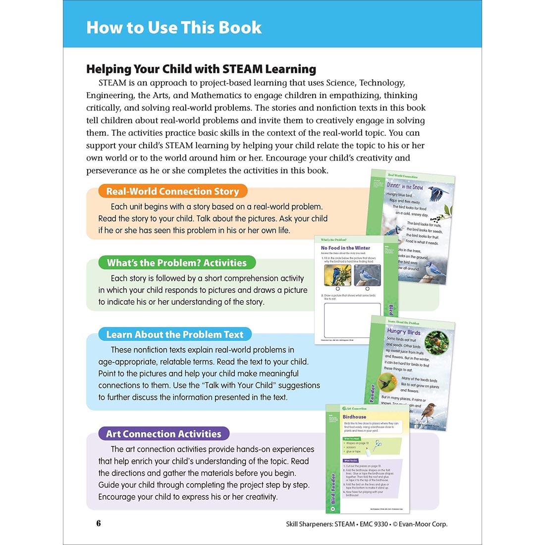 How to Use This Book page from Evan-Moor Skill Sharpeners STEAM Grade K