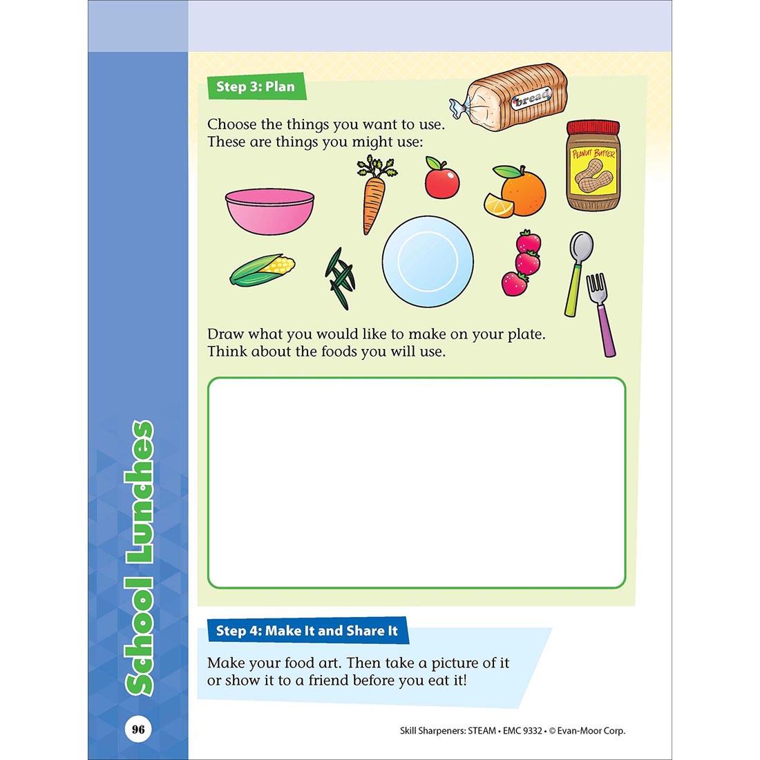 School Lunches page from Evan-Moor Skill Sharpeners STEAM Grade 2