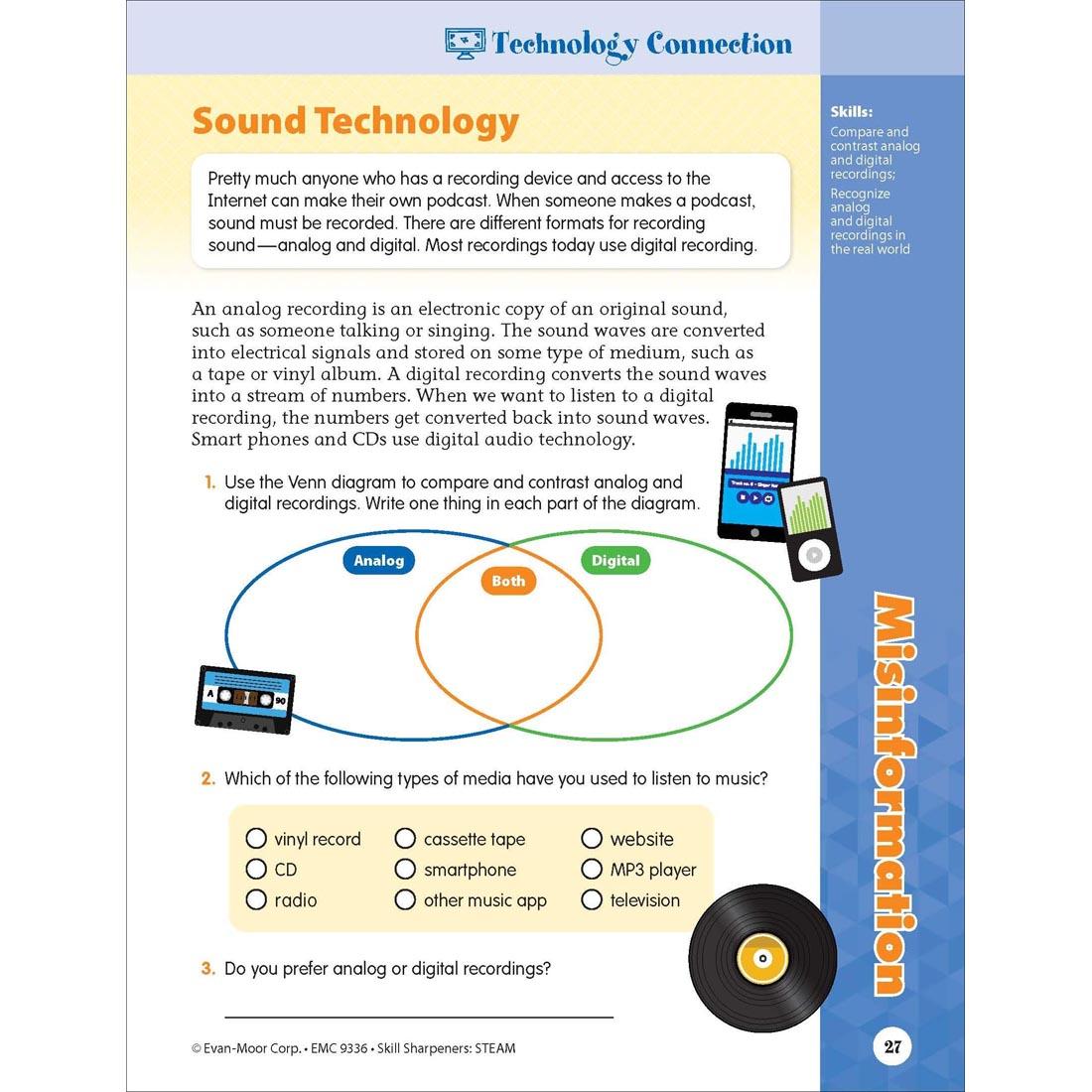 Technology Connection page from Evan-Moor Skill Sharpeners STEAM Grade 6