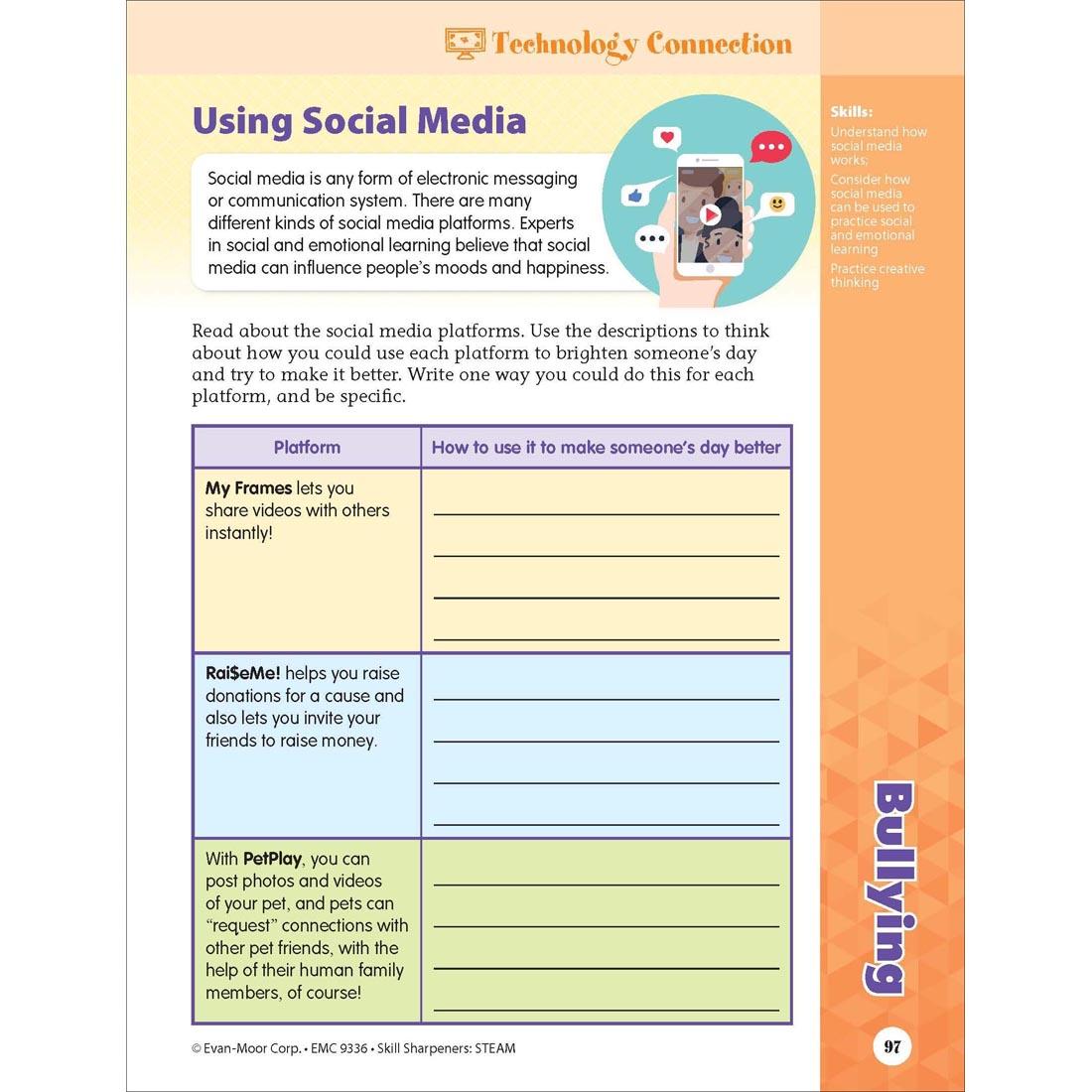 Technology Connection page from Evan-Moor Skill Sharpeners STEAM Grade 6