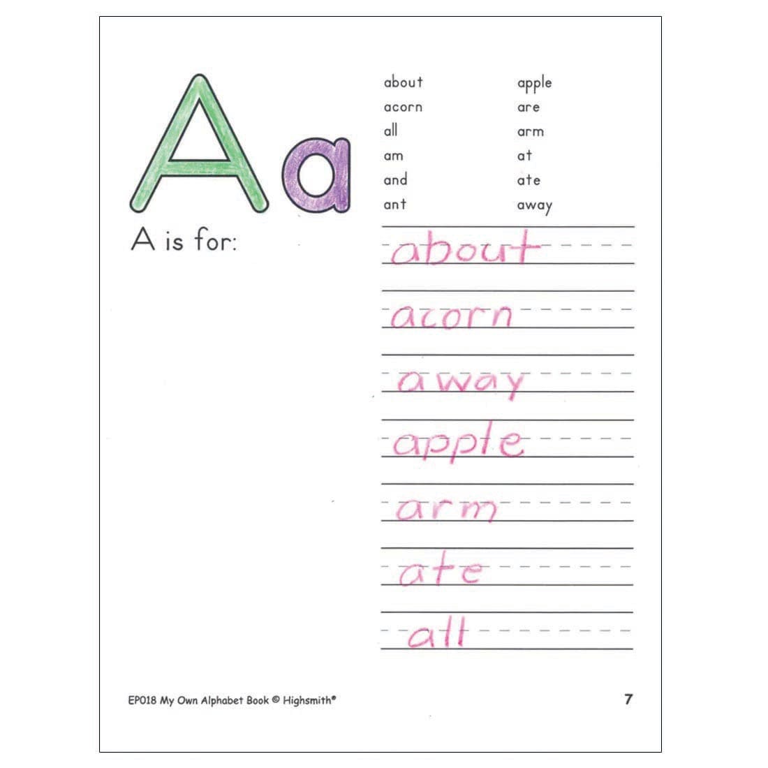 sample page from My Alphabet Book