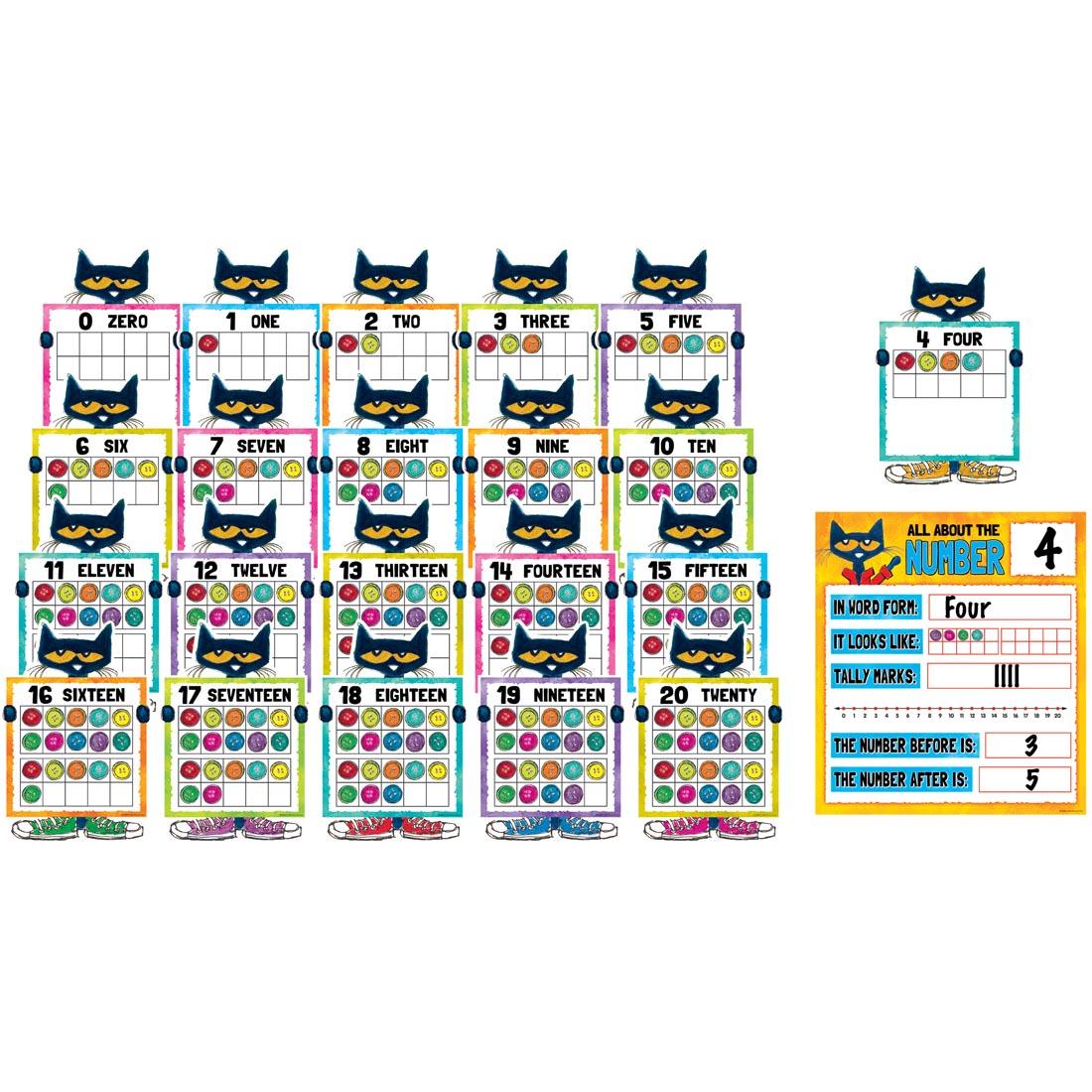 Pete the Cat Numbers 0-20 Bulletin Board Set