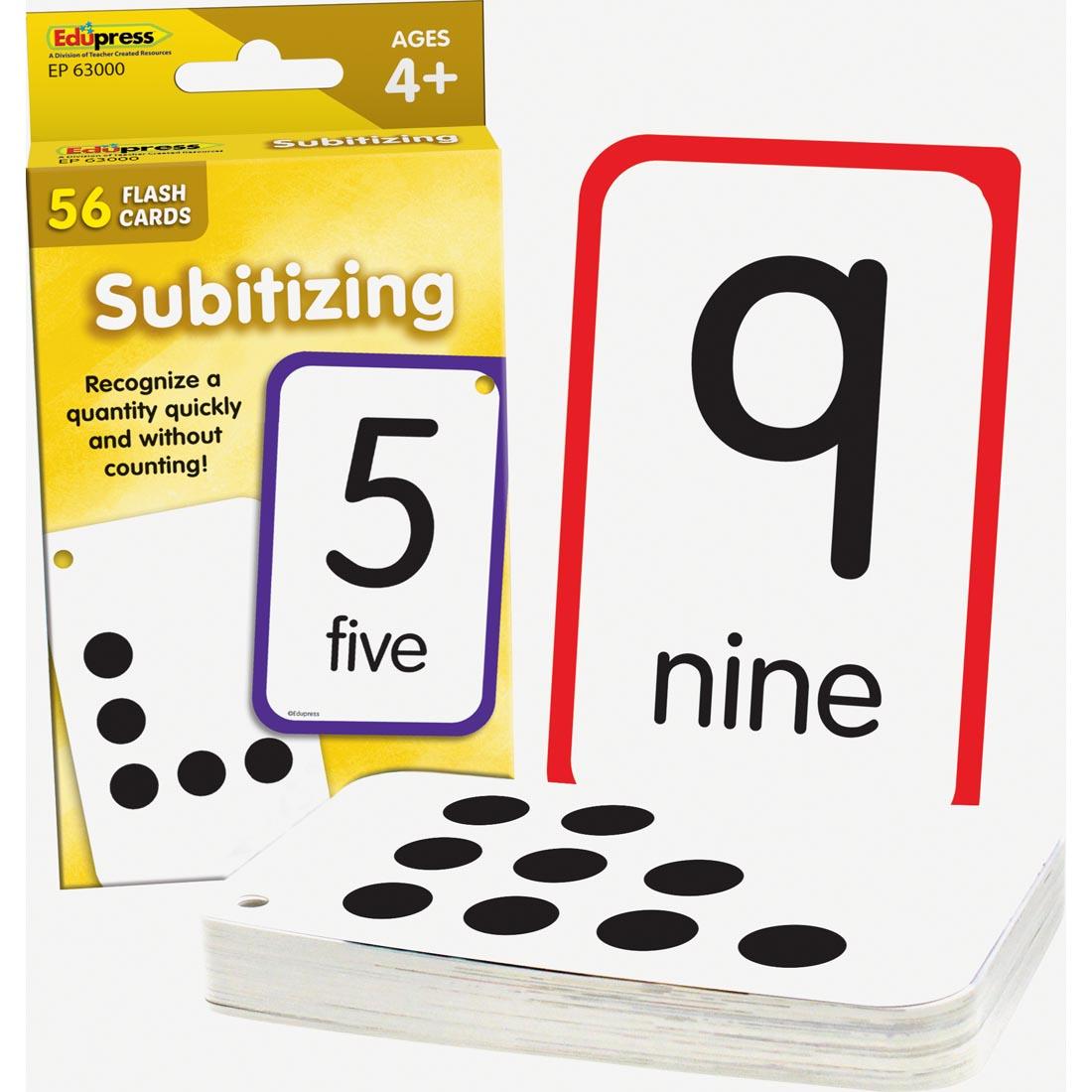 stack of cards beside the box for Subitizing Flash Cards by Edupress