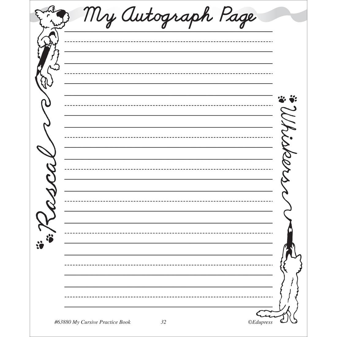 My Autograph Page from My Cursive Practice Book