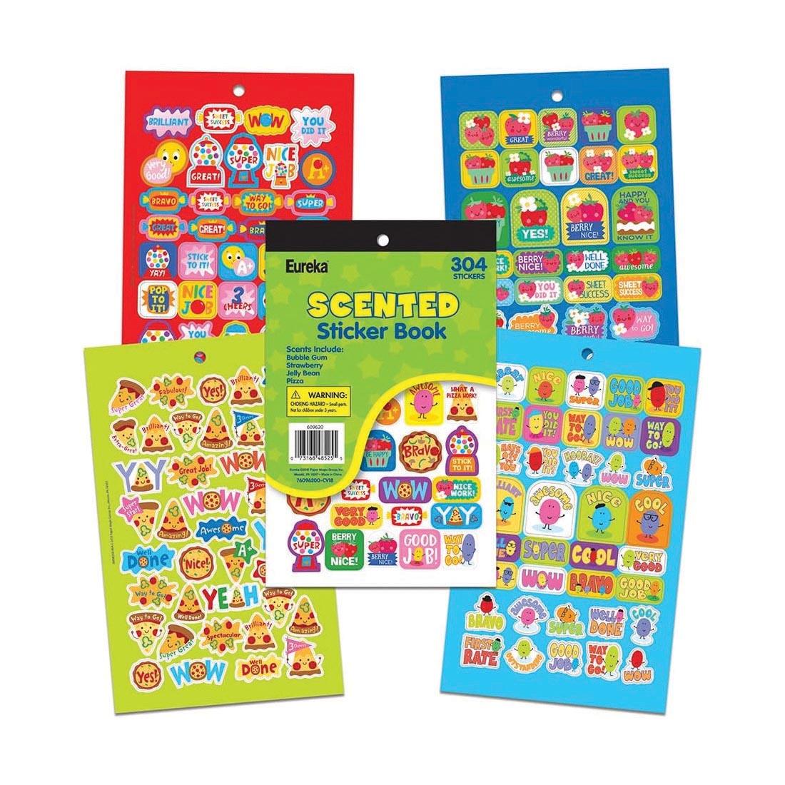 front cover plus 4 sheets from the Scented Sticker Book by Eureka