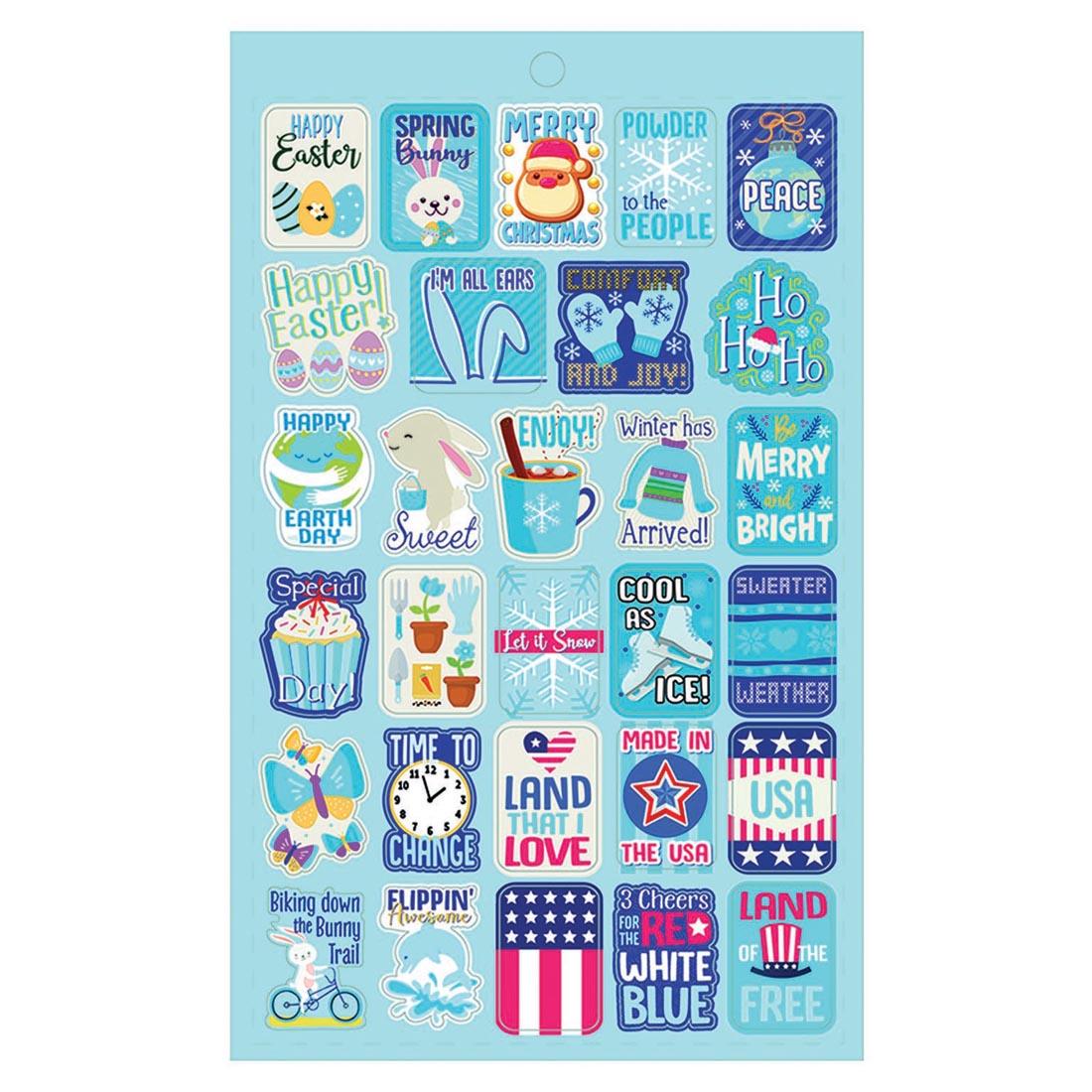 Seasons & Holidays Scented Sticker Book By Eureka, showing sample of marshmallow scented sticker sheet