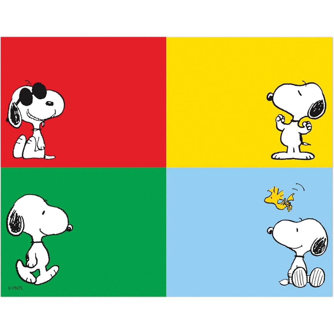 Four Snoopy Name Tags from the Peanuts collection by Eureka