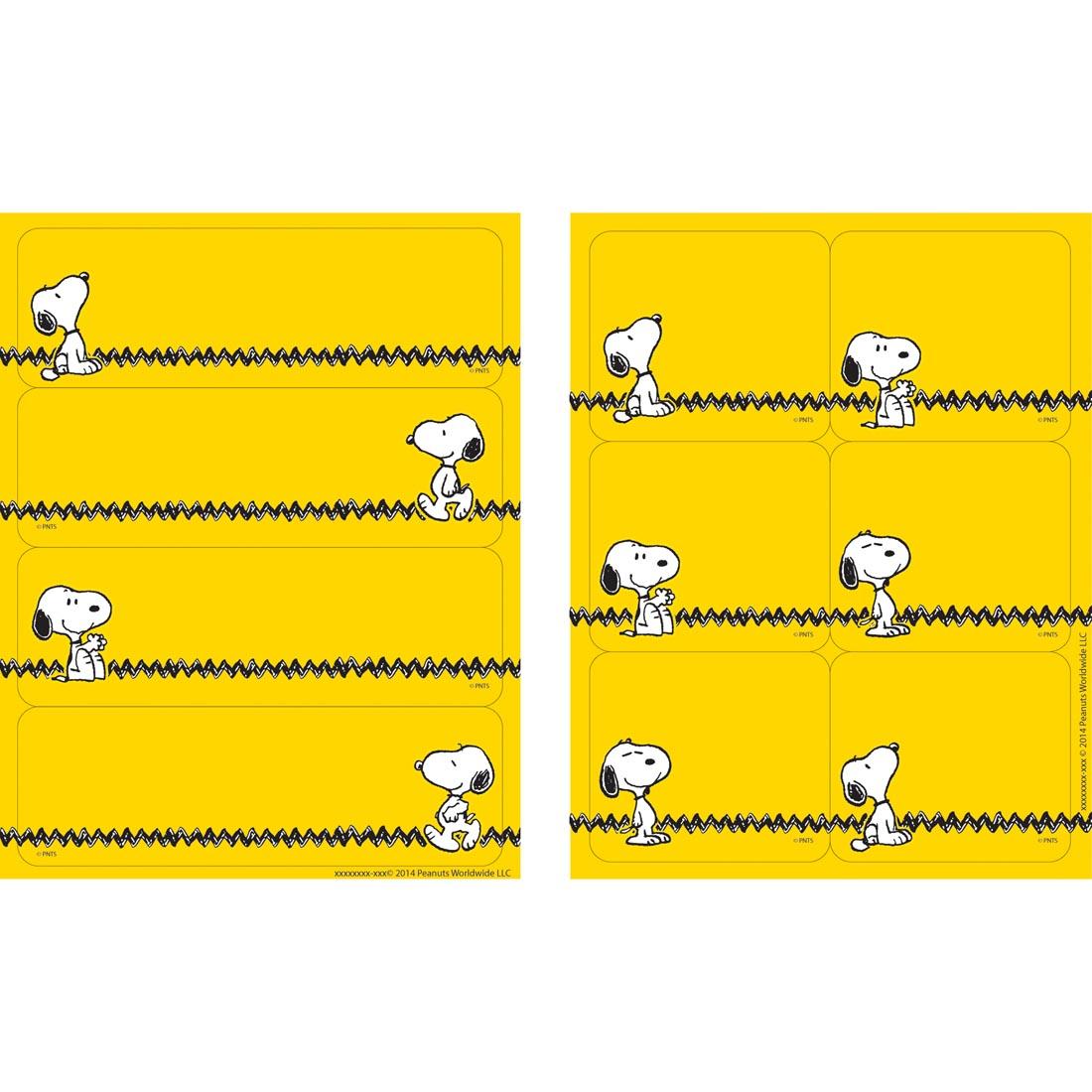 Peanuts Yellow Label Stickers by Eureka look like Charlie Brown's shirt