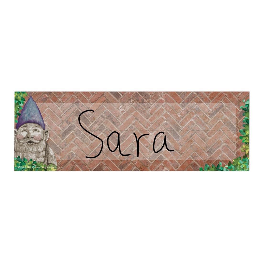 Curiosity Garden Self-Adhesive Name Plate with Sara written on it