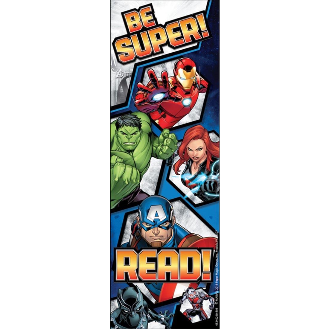 Marvel Bookmark with the message Be Super! Read!