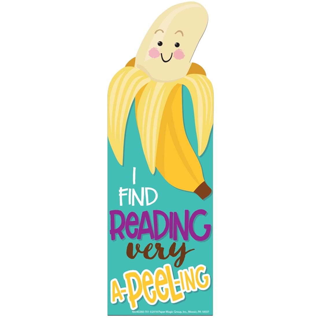 Banana Scented Bookmark by Eureka with the message I find reading very a-peel-ing