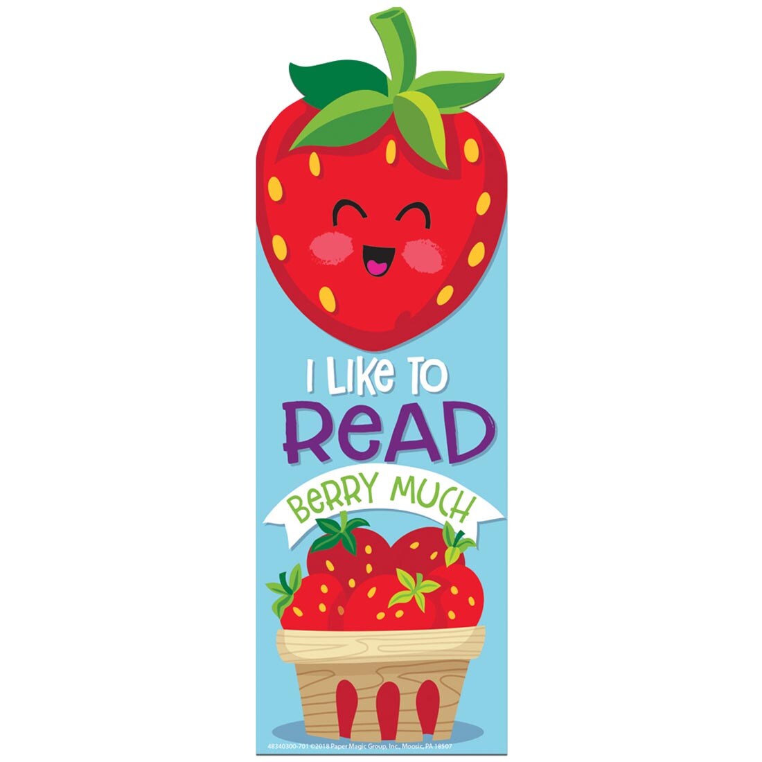 Strawberry Scented Bookmark by Eureka with the message I like to read berry much