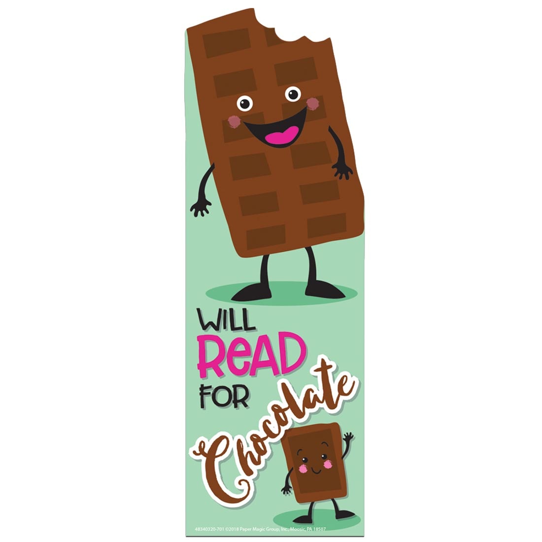 Chocolate Scented Bookmark by Eureka with the message Will read for chocolate