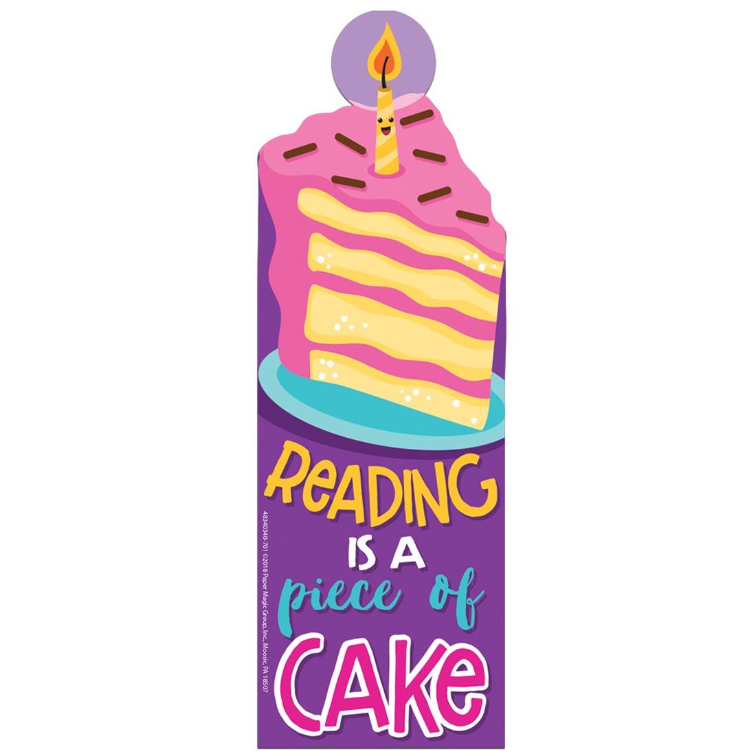 Cake Scented Bookmark by Eureka with the message Reading is a piece of cake