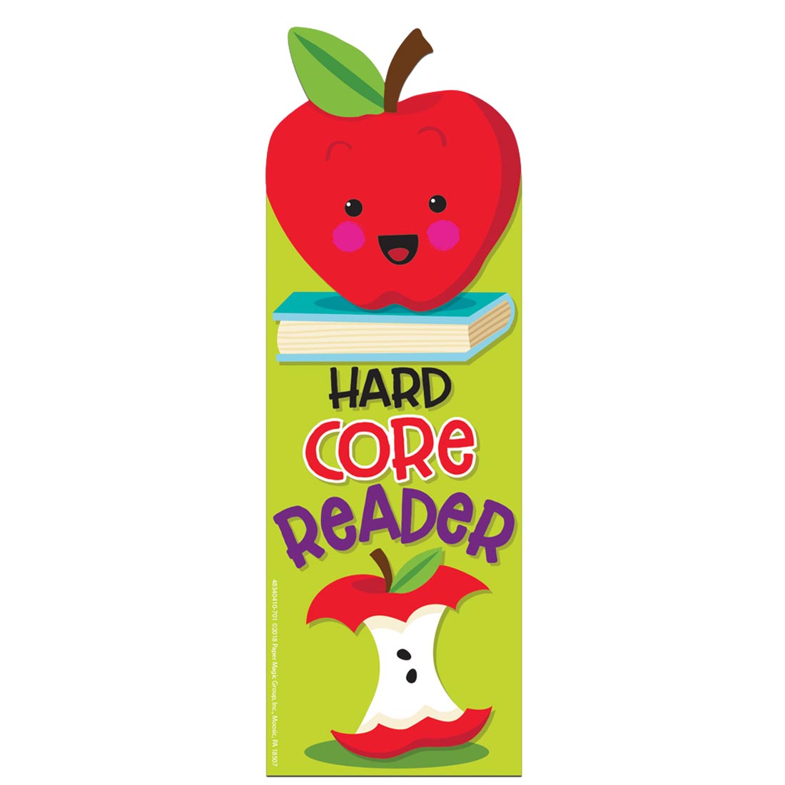 Apple Scented Bookmark by Eureka with the message Hard core reader