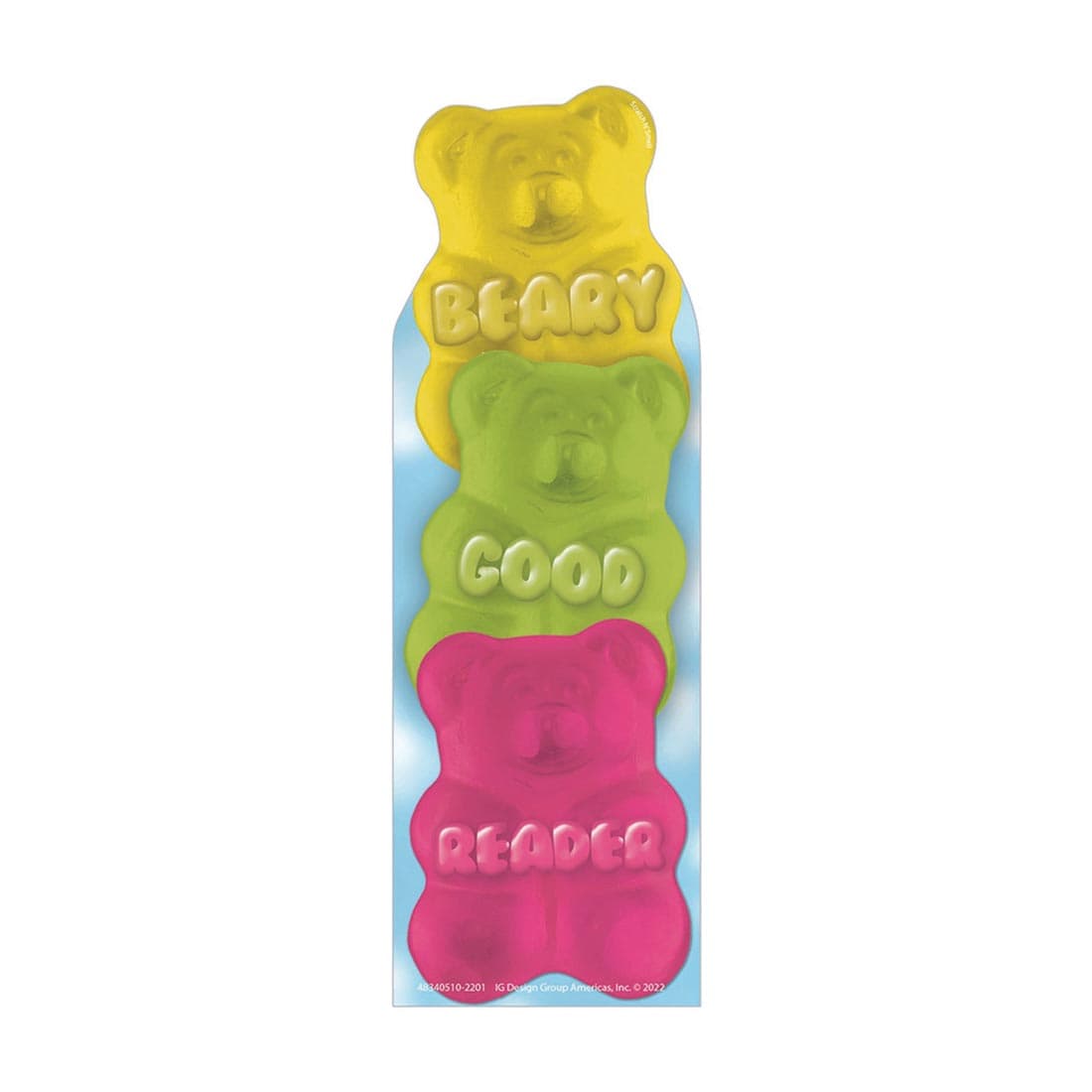 Beary Good Reader Gummy Bear Scented Bookmark By Eureka, featuring 3 translucent gummy bears