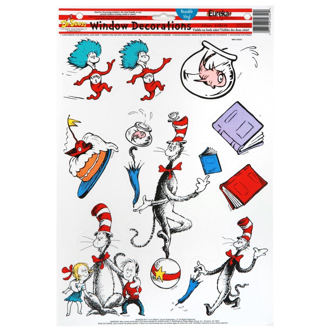 Dr. Seuss Cat in the Hat Characters Window Clings by Eureka