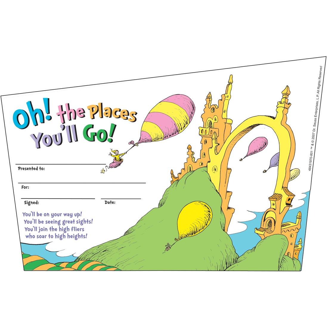 Dr. Seuss Oh The Places You'll Go Recognition Award by Eureka