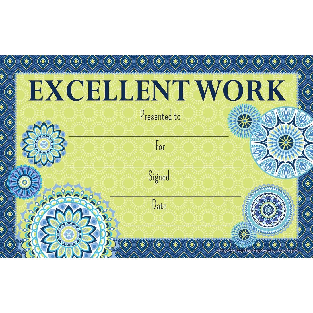 Excellent Work Recognition Award from the Blue Harmony collection by Eureka