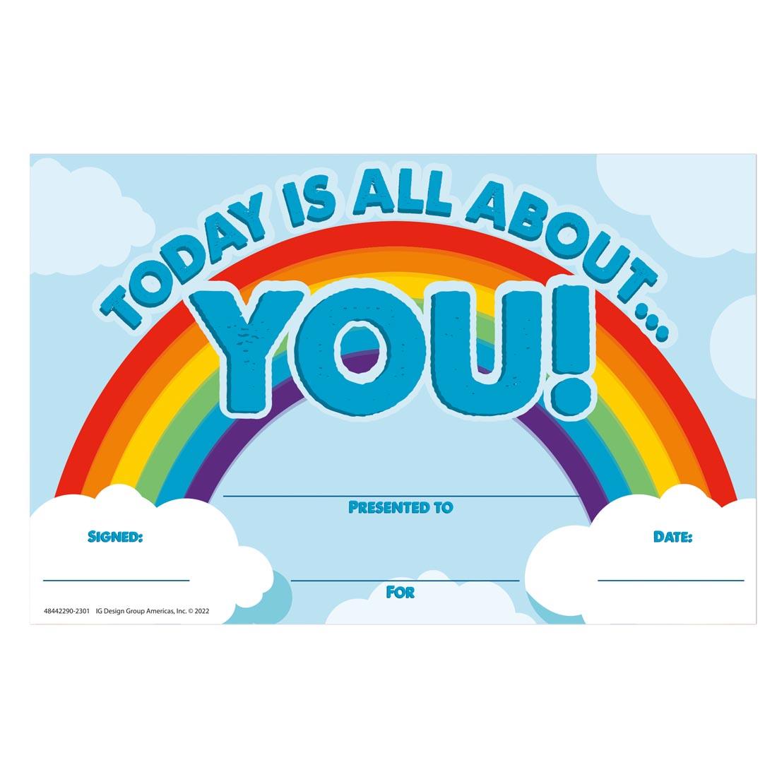Today Is All About You Award By Eureka