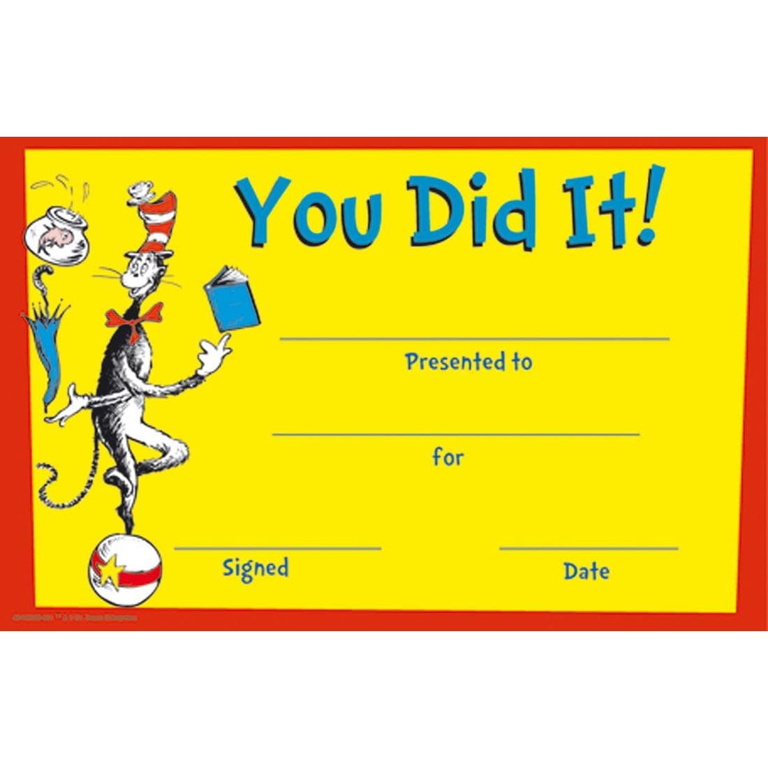 Dr. Seuss You Did It! Recognition Award by Eureka