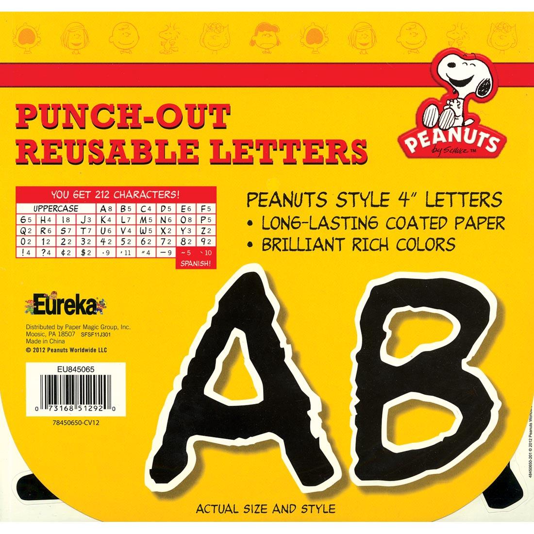 Peanuts Black Punch-Out Reusable Letters by Eureka