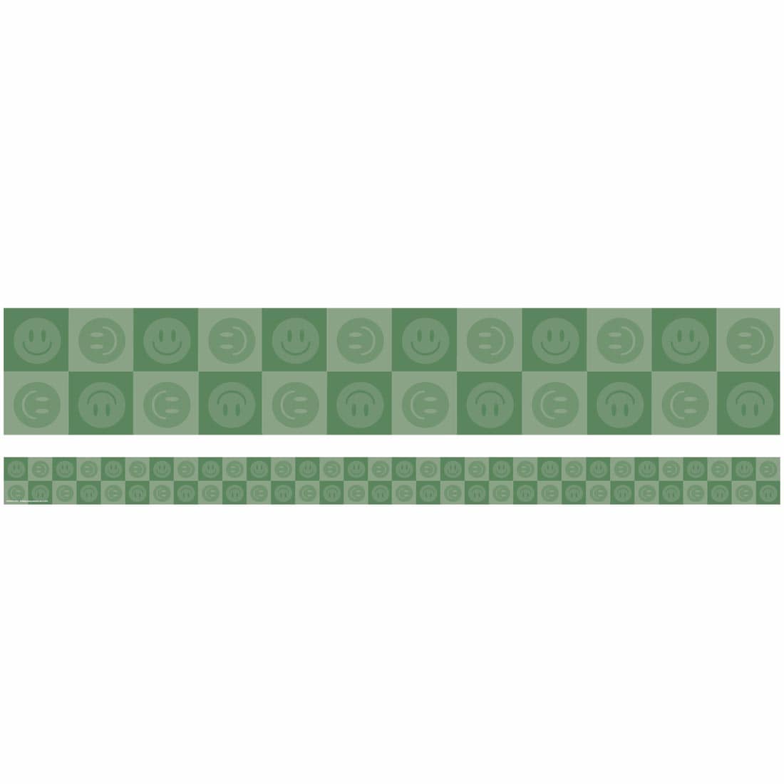 full strip plus a closeup of Green Smiles Deco Trim from the S'Cool Era collection by Eureka