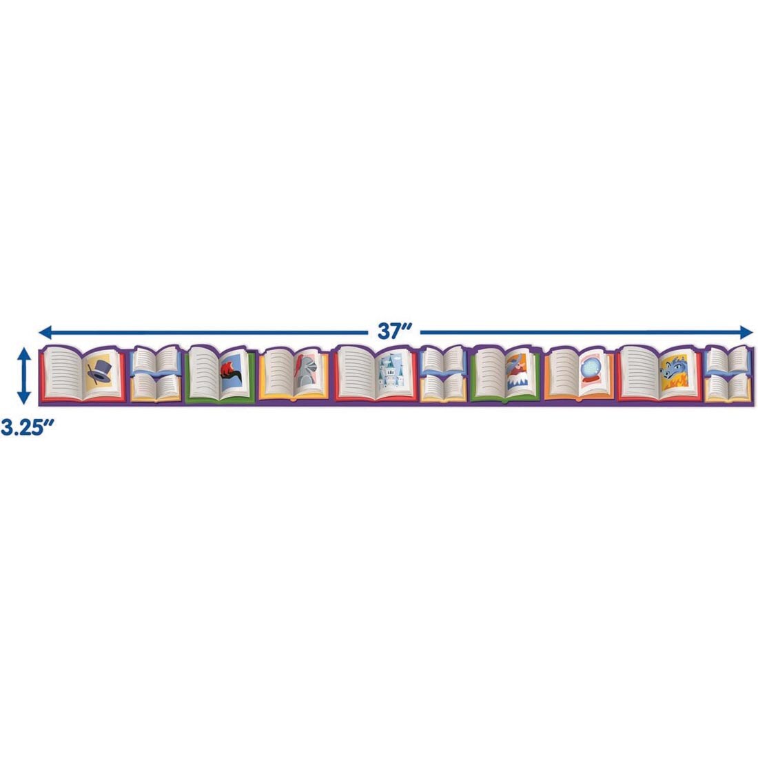 strip of Storybook Extra Wide Deco Trim from the Once Upon A Dream collection by Eureka labeled with measurements