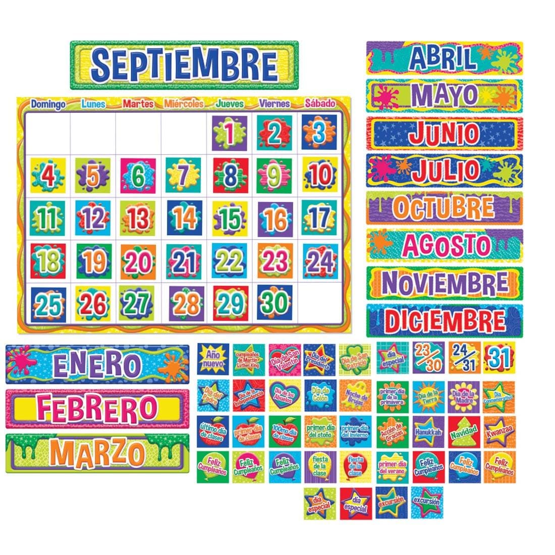 Color My World Spanish Calendar Bulletin Board Set