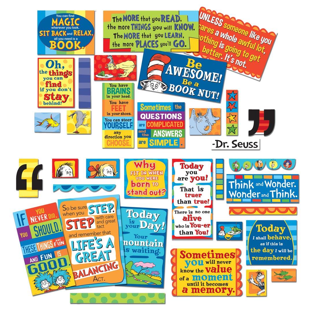 Dr. Seuss 35 Quotes Bulletin Board Set by Eureka