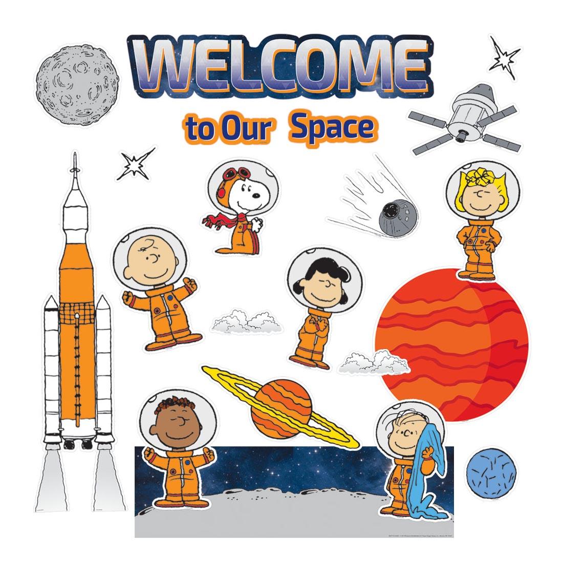 Peanuts NASA Welcome to Our Space Mini Bulletin Board Set by Eureka