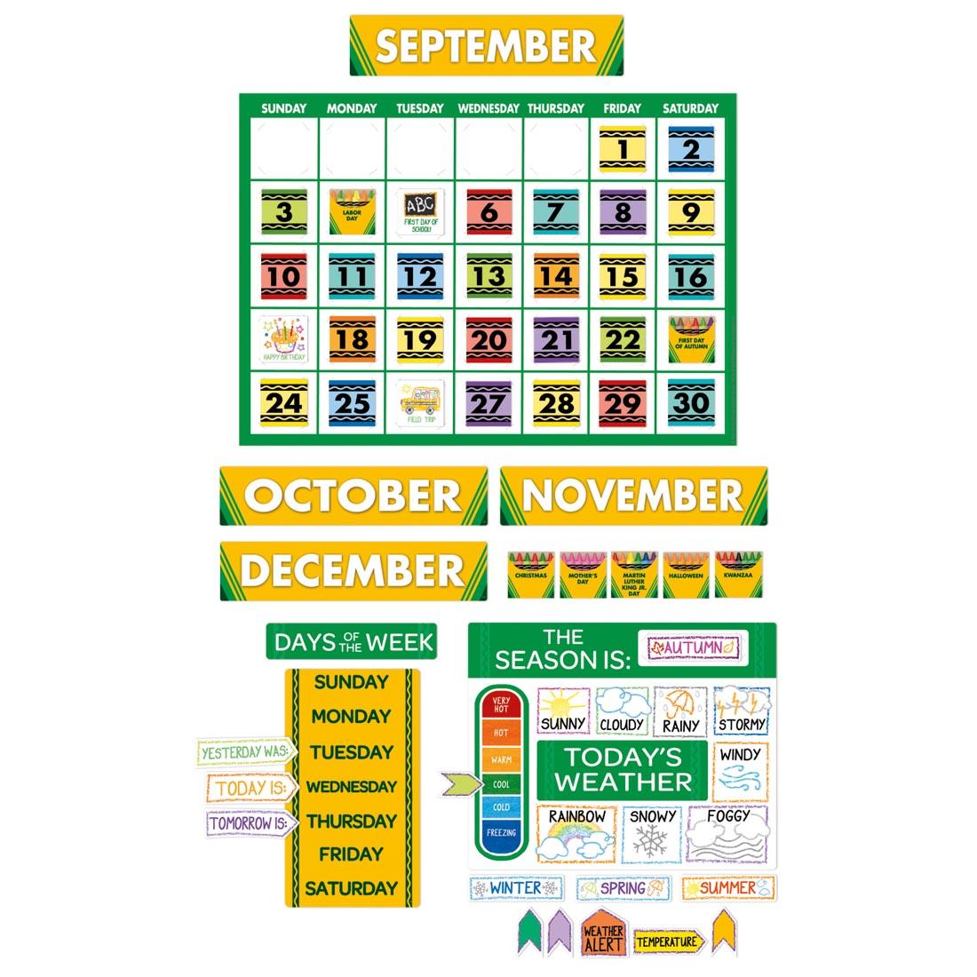 Calendar Bulletin Board Set From The Crayola Collection By Eureka