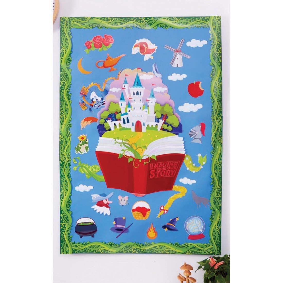 bulletin board decorated with pieces from Imagine Your Own Story Bulletin Board Set from the Once Upon A Dream collection by Eureka