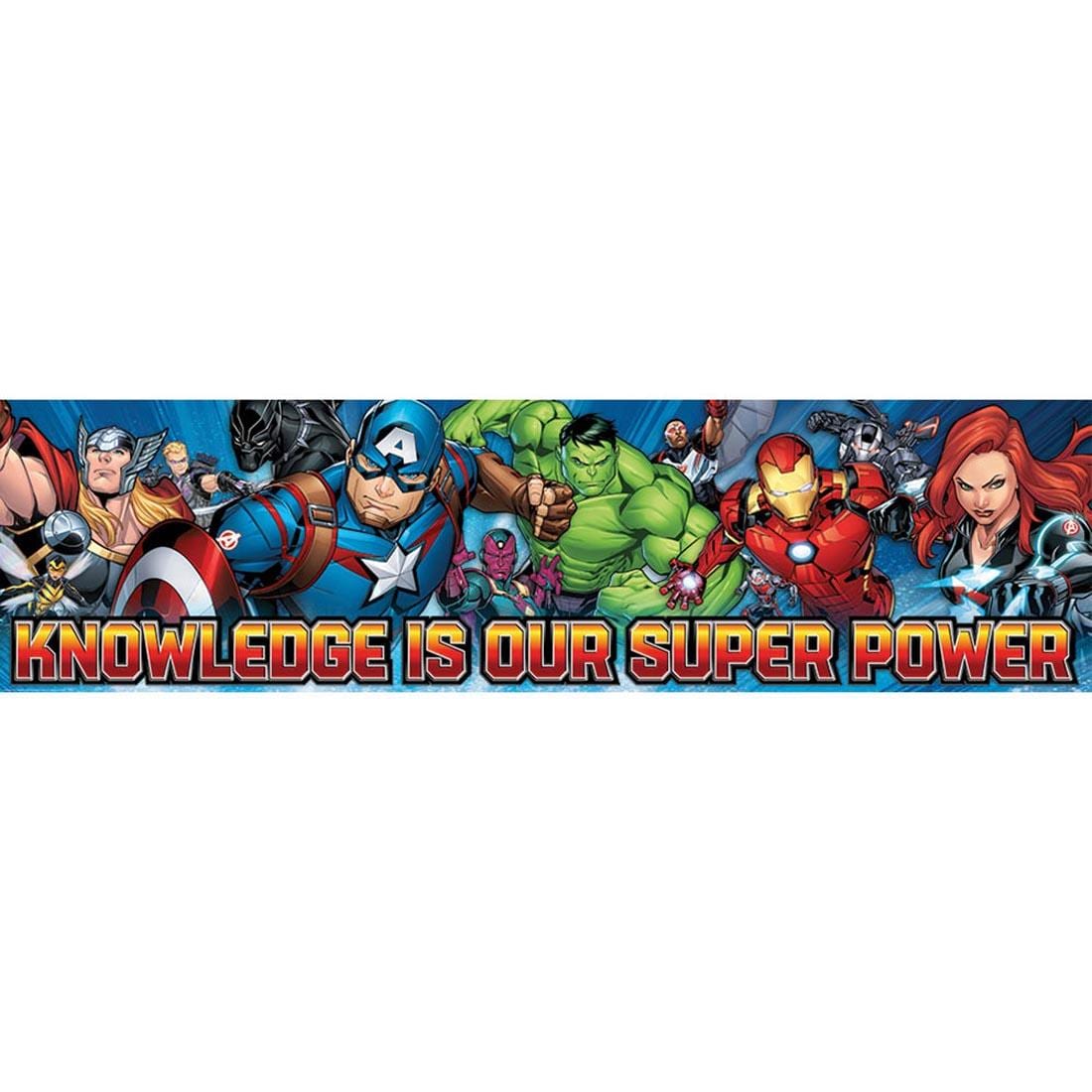 Marvel Horizontal Banner says Knowledge is Our Super Power