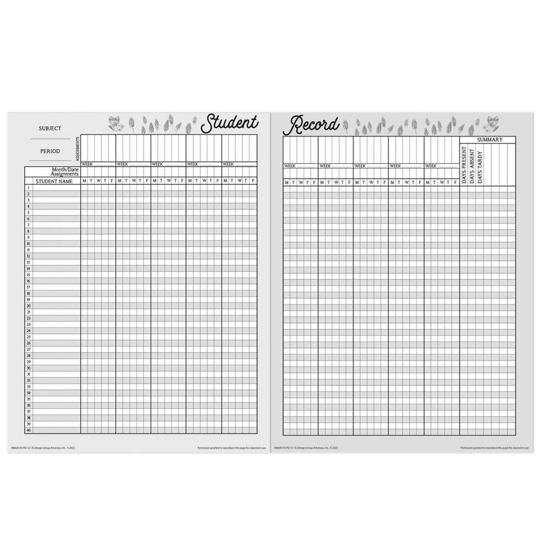 Student Record pages from the Curiosity Garden Lesson Plan & Record Book By Eureka