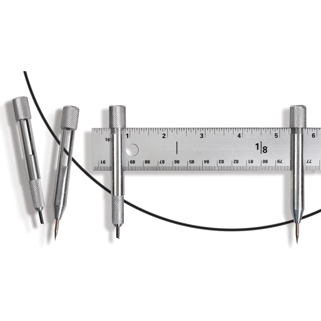 Excel Yardstick Compass shown both with and without a yardstick