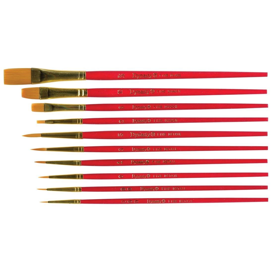 Dynasty #25 Gold Nylon Hobby 10-Brush Set