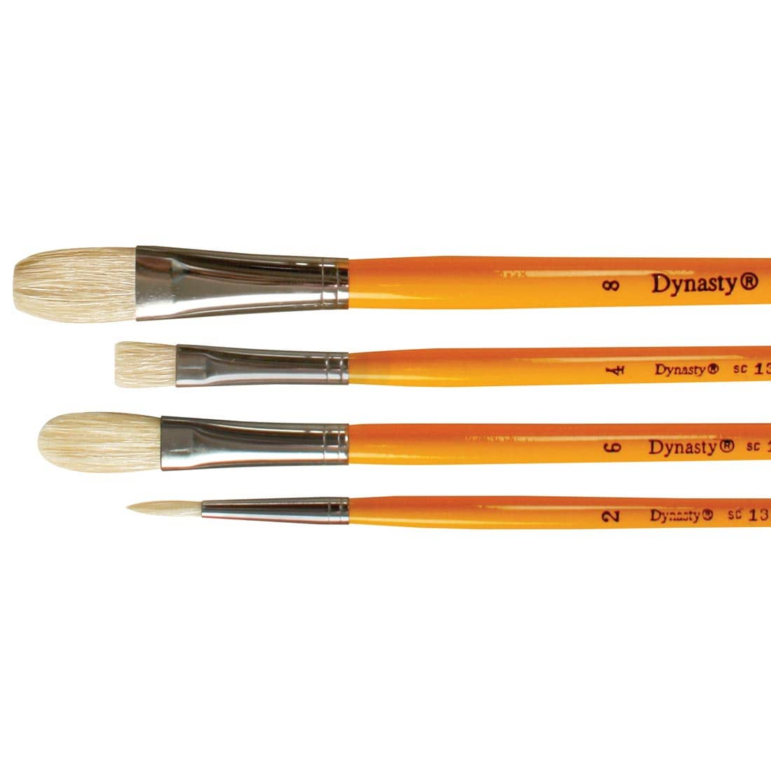 Dynasty #DB-3 White Bristle Brush Set of Four