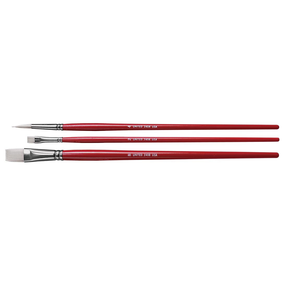 United White Taklon Long Handle 3-Count Brush Set