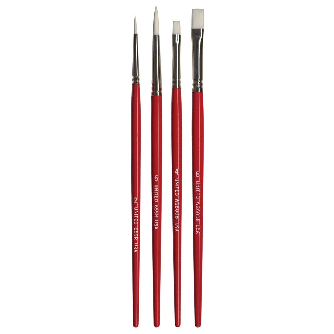 United White Taklon Short Handle 4-Count Brush Set