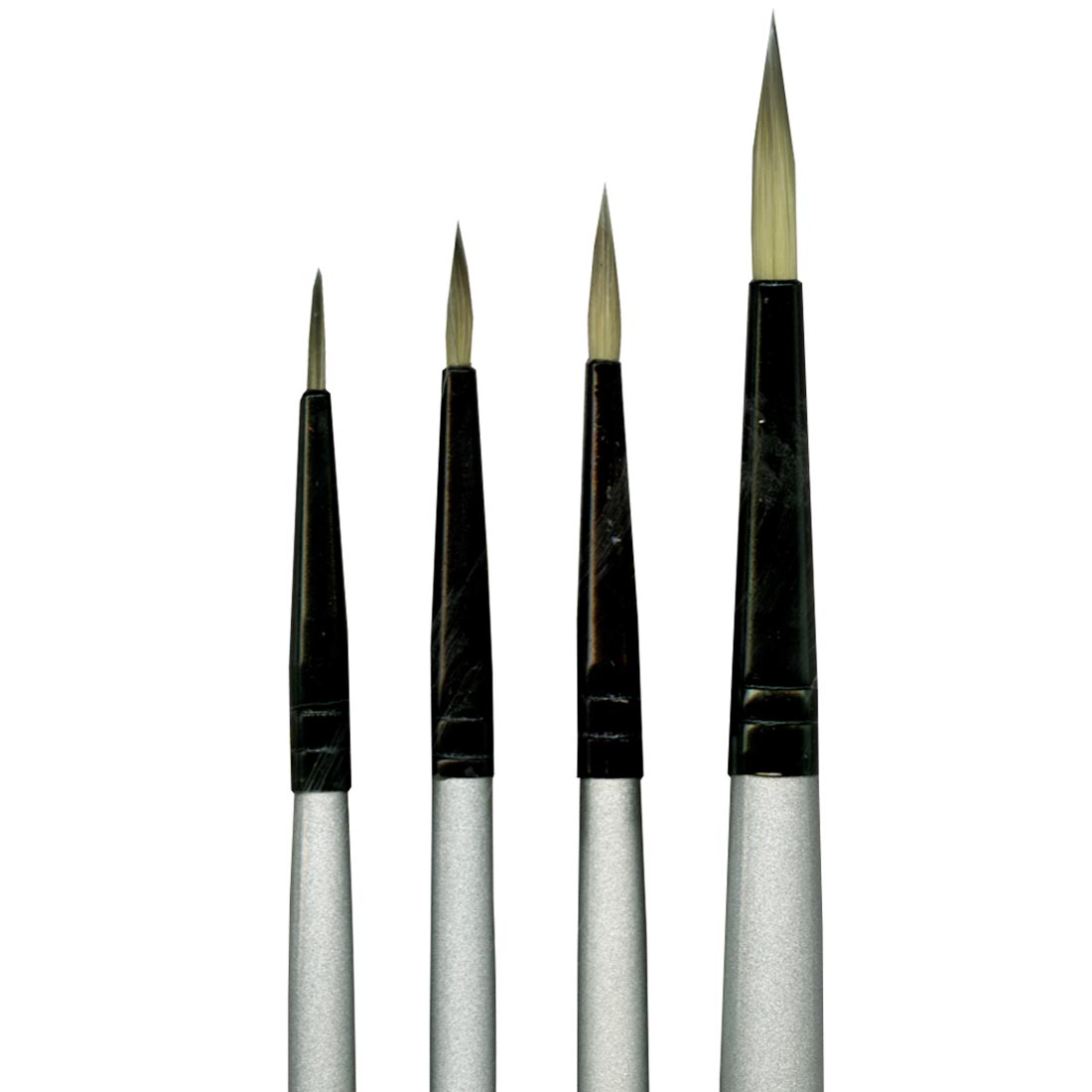 Dynasty Black Silver Short Handle Round Brush Set of Four