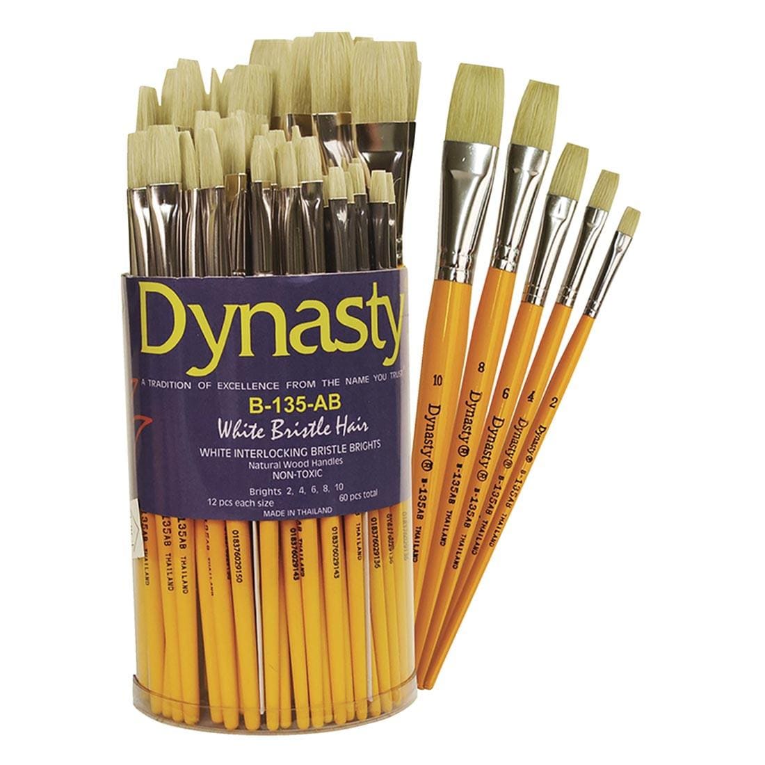 Dynasty White Bristle Bright Brush Set in a Tub