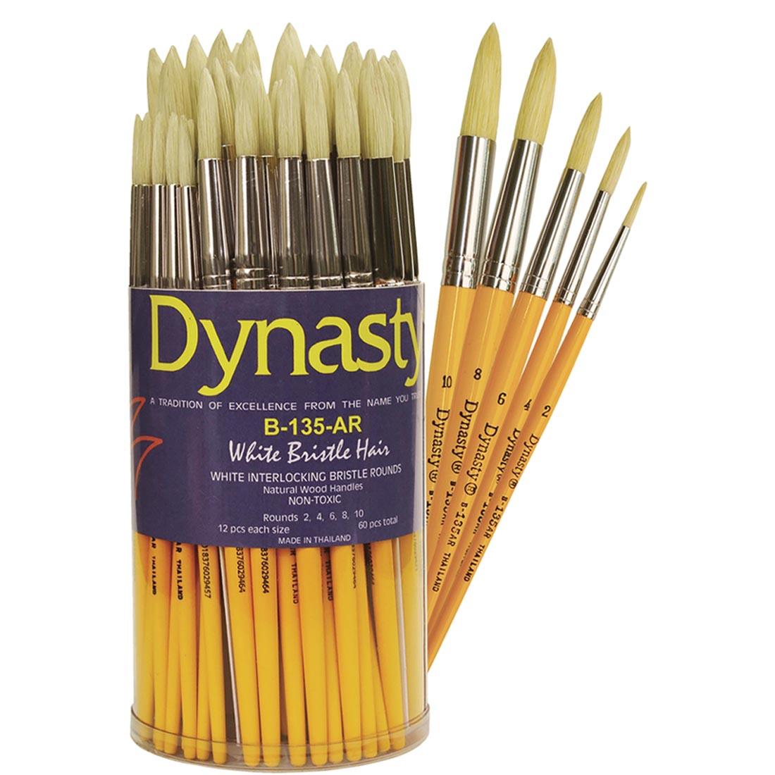 Dynasty White Bristle Round Brush Set in a Tub