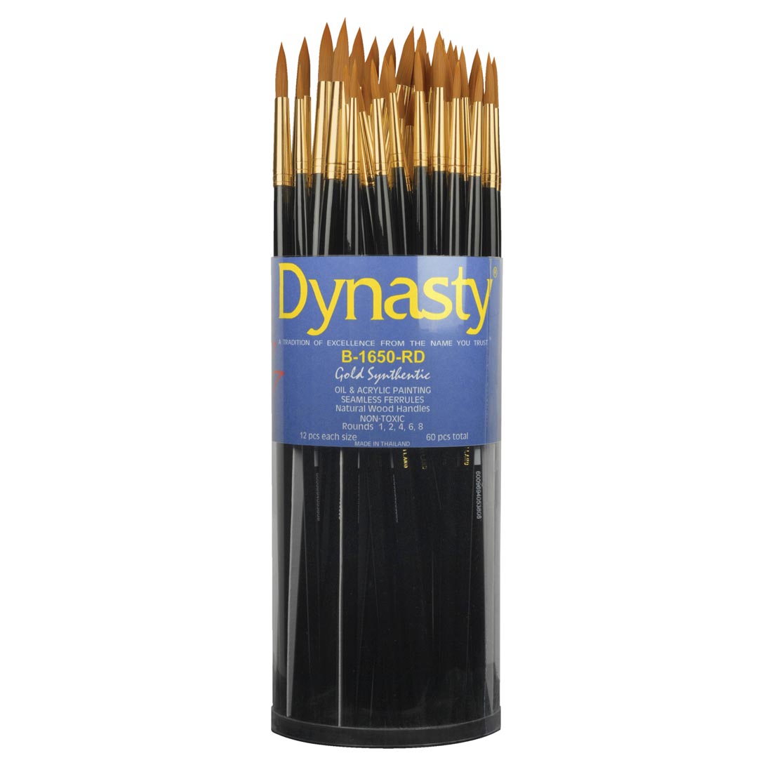 Dynasty Gold Synthetic Round Brush Assortment in a Tub